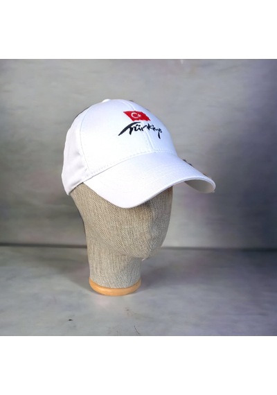 salarticaret Unisex Türkiye Nakışlı Beyaz Şapka