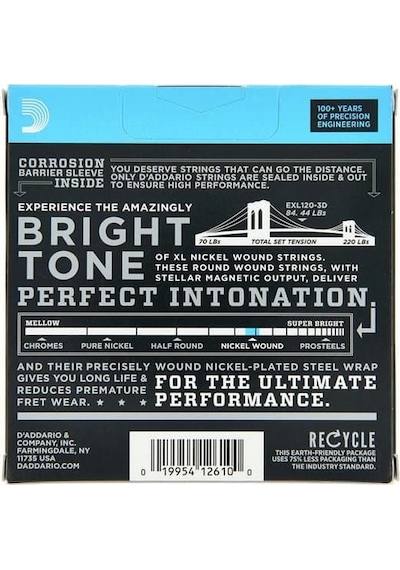 D'addario Exl120-3d Xl Nickel Serisi Elektro Gitar Tel Seti Super Light - 09-42 - 3'lü Paket
