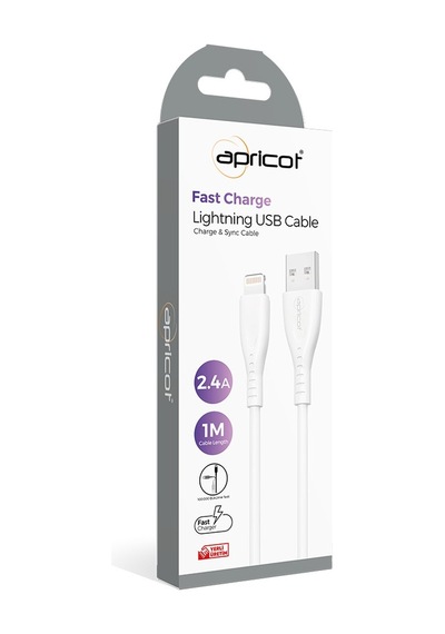 Apricot APC-A120L Lightning 1 M 2.4A Şarj ve Data Kablosu
