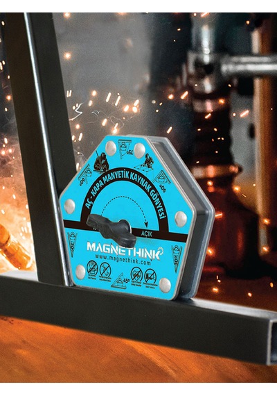 Magnethink Manyetik Kaynak Gönyesi Güçlü Mıknatıslı Aç Kapa Özellikli 6 Açılı Kolay Temizlenebilen Mavi 1 Adet