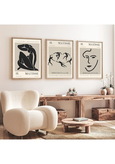 Huhuli Ahşap Çerçeveli 3 Lü Modern Tablo Huhu255