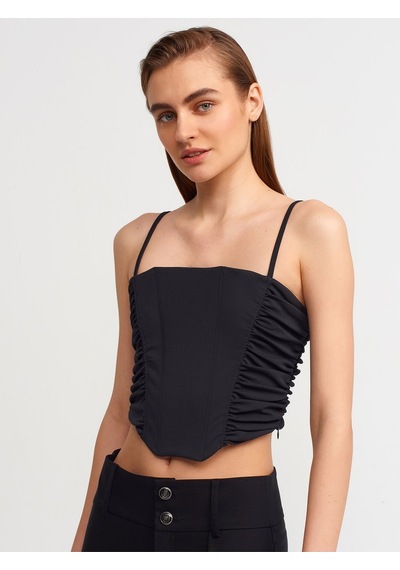 Dilvin 20129 Büzgülü Detaylı Crop Top