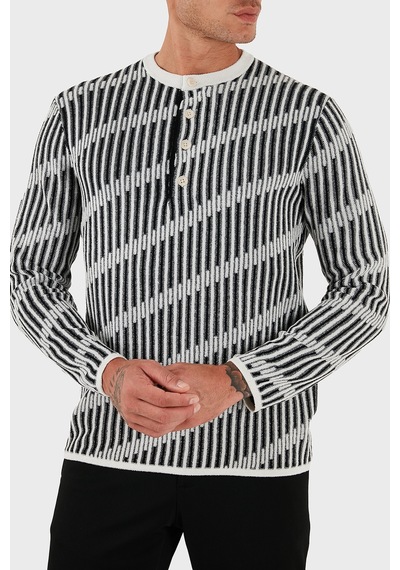 Emporio Armani Erkek Kazak Em003517 Af19553 Fc005 Siyah-beyaz Siyah-beyaz
