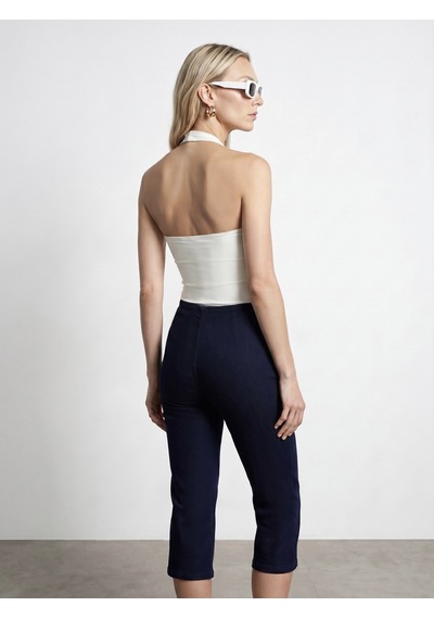 Dilvin 21231 Halter Yaka Bodysuit-ekru