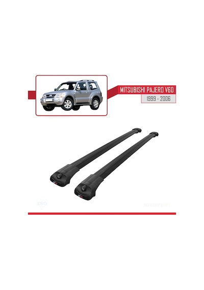 Mitsubishi Pajero V60 3 Kapı 1999-2006 Arası İle Uyumlu Ace-1 Ara Atkı Tavan Barı Siyah