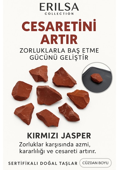 Sertifikalı Ham Cüzdan Boy Kırmızı Jasper Taşı Kütle - El Taşı - Güç, Dayanıklılık Ve Günlük Koruma