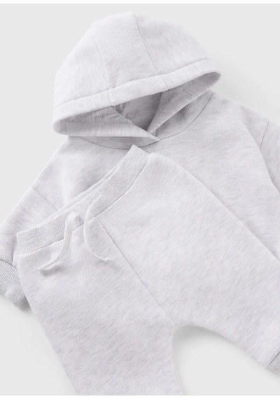 Kız Bebek %100 Pamuk Kapşonlu Sweatshirt/üst Ve Eşofman Altı/alt Takımı/takım Gri