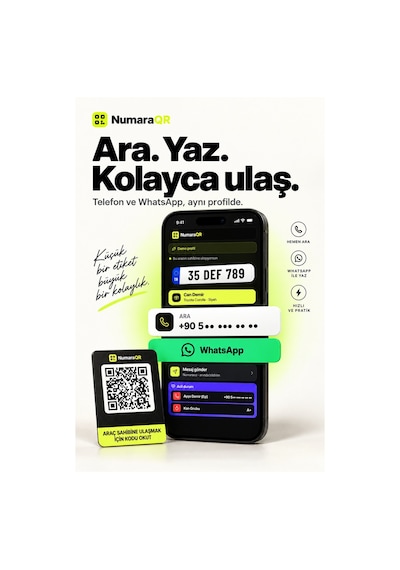 10 Lu Qr Kodlu Numaratör Seti Araç Ve Motosiklet Qr Etiket Park Numaratörü 8,5x5,5 Cm Siyah Numaraqr