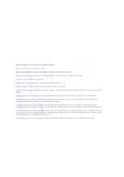 Osacar 1/4 Havalı Cırcır Kol OSC51102