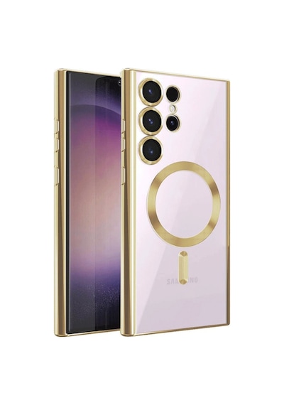 Samsung Galaxy Uyumlu S23 Ultra Kılıf Kross Magneticsafe Kapak - Gold Bz8683140481766