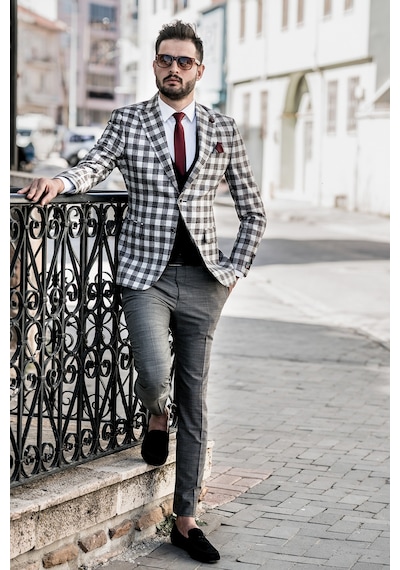 Sir Tek Ceket Ekose Regular Fit(434102097)