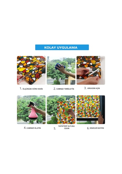 Cam Vitray Folyo, Kendinden Yapışkanlı, Desenli Buzlu Cam Folyo 61x100 Cm