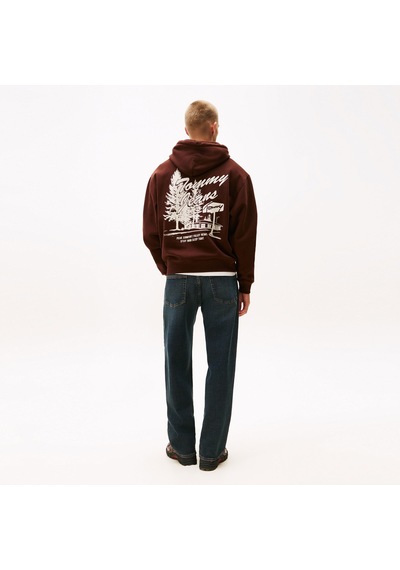 Tommy Hilfiger Relax Vovelty Graphic Erkek Kahverengi Sweatshirt Dm0dm22088 Kahverengi