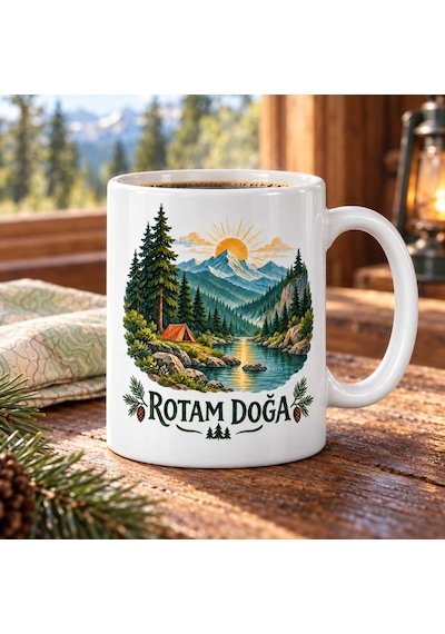 Rotam Doğa Dağ Orman Ve Kamp Tasarımlı Porselen Kupa - Model 264