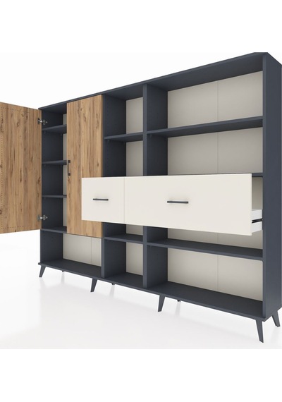 Arges Dolap 10 Raflı 2 Çekmeceli 2 Kapaklı 220x30x163 Antrasit-çam/aytaşı Atlas Çam/aytası - Antrasıt Arges Dolap 10 Raflı 2 Çekmeceli 2 Kapaklı 220x30x163 Antrasit-çam/aytaşı Atlas Çam/aytası - Antrasıt