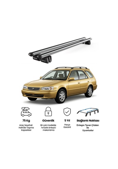 Pençe Toyota Corolla Sw 1998-1999 Uyumlu Gri Ara Atkı 109cm Port Bagaj Tavan Barı