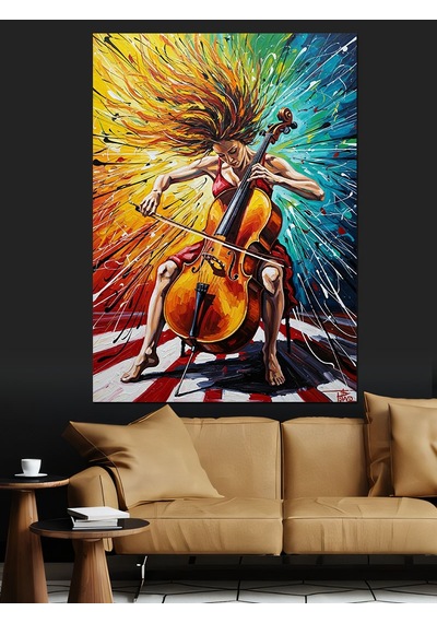 Ahşap Tablo Gitar Çalan Adam Soyut
