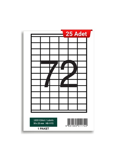 Herboy Hb-1172 35 X 23 Mm A4 Laser Etiket 25 Adet