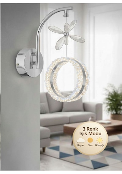 Zero Model Tekli Gümüş 3 Renk Oturma Yatak Mutfak Çocuk Mutfak Odası Modu Led Aplik Metalik