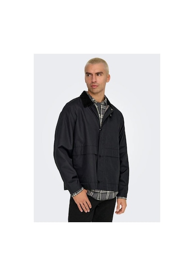 Only & Sons Erkek Yüksek Yaka Dış Mont Düğmeli Ve Fermuarlı, Siyah, %100 Geri Dönüştürülmüş Polyester Only & Sons Erkek Yüksek Yaka Dış Mont Düğmeli Ve Fermuarlı, Siyah, %100 Geri Dönüştürülmüş Polyester