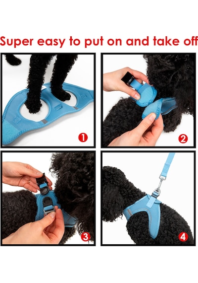 Air-Mesh Küçük ve Orta Irk Kedi Köpek Göğüs Tasması - Yumuşak, Nefes Alabilir, Dayanıklı MAVİ L
