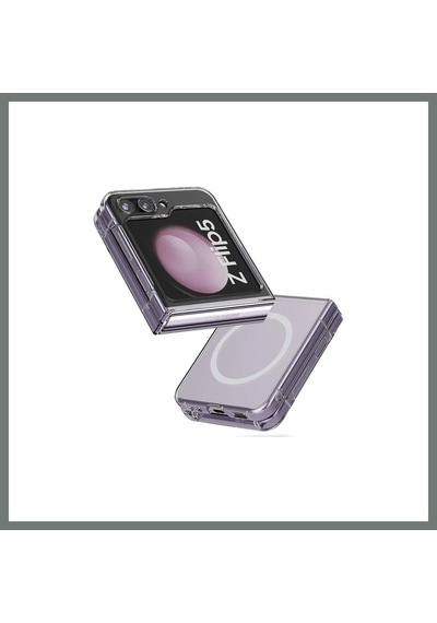 Bezos Samsung Galaxy Z Flip 5 Kılıf Magneticsafe Şeffaf Silikon - Şeffaf Mmbz