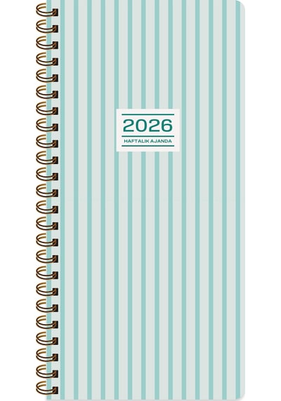 Keskin 2026-8 16 Haftalık Spiralli Cep Ajandası - Çizgi Açık Yeşil