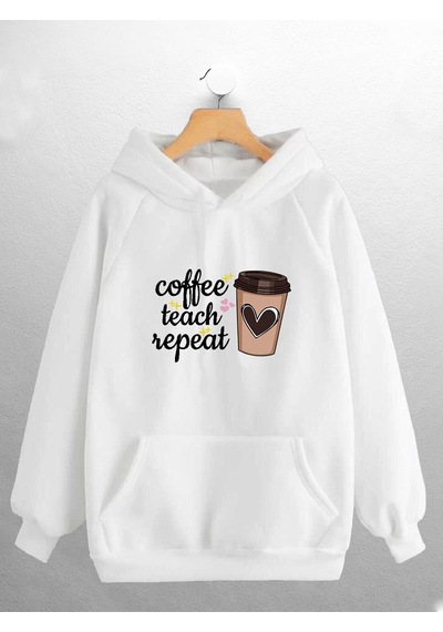Macklin Unisex Kadın Erkek Coffe Baskılı Sweatshirt Beyaz Mck0692 Beyaz