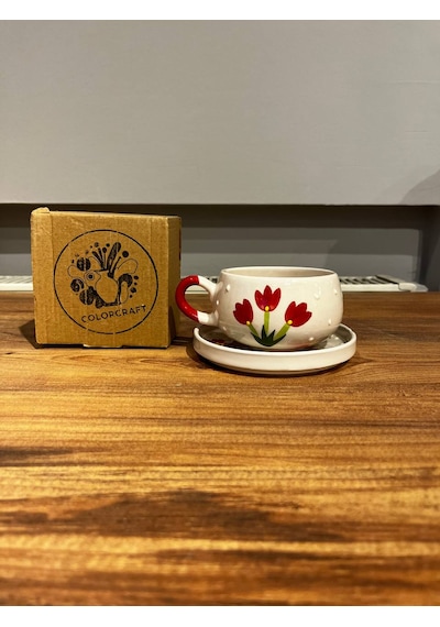 K.çiçek Desenli Tab Seramik Kupa, Mug, Filtre,türk Kahvesi