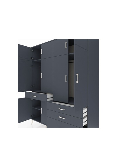 Kronos Gardrop 5 Raflı 4 Çekmeceli 2 Askılı 176x59x221 Antrasit-antrasit Antrasit Kronos Gardrop 5 Raflı 4 Çekmeceli 2 Askılı 176x59x221 Antrasit-antrasit Antrasit