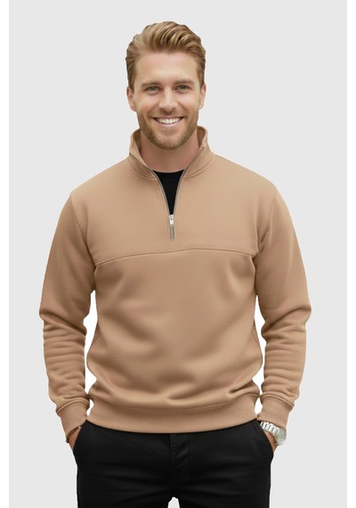 Rizzup Erkek Camel Relax Fit İçi Polarlı %100 Pamuk Yarım Fermuarlı Dik Yaka Sweatshirt 2600760 Rizzup Erkek Camel Relax Fit İçi Polarlı %100 Pamuk Yarım Fermuarlı Dik Yaka Sweatshirt 2600760