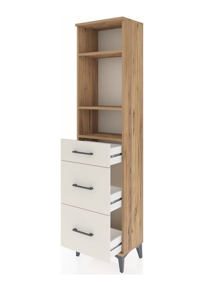 Arges Dolap 3 Raflı 3 Çekmeceli 44x30x182 Çam-aytaşı Çam