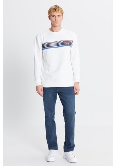 Erkek Baskılı Sweatshirt Off White Çok Renkli