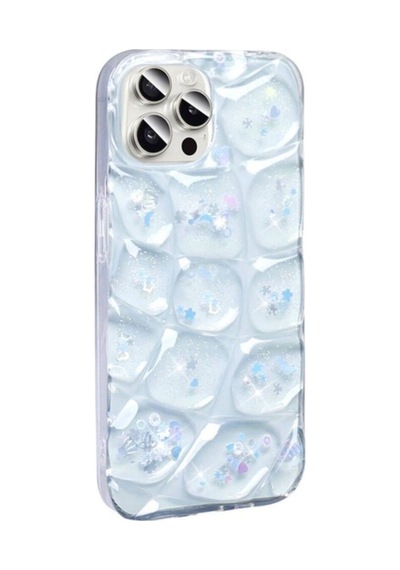 Apple Uyumlu iPhone 15 Pro Max Kılıf Simli 3d Desenli Zore Hacar Kapak Beyaz
