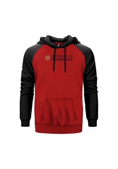 University Of Cambridge Logo Text Kırmızı Renk Reglan Kol Sweatshirt Kırmızı