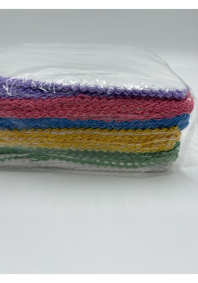 Algelsineve Iç Başörtüsü %100 Pamuklu 5 Li Paket Tülbent Kenarları Oyalı Beyaz Bez 80x80cm Çok Renkli