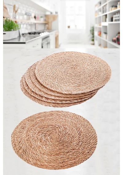 Tilbe Home 3lü Bambu Rattan El Yapımı Amerikan Servis Hasır Supla Masa Sofra Düzenleyici Tabak Altlı Çok Renkli