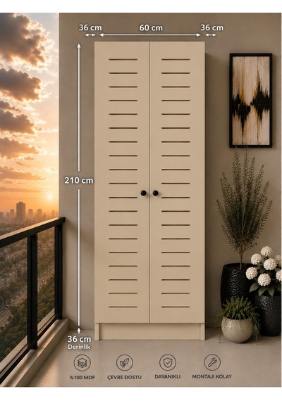 Flower Dolap,çok Amaçlı Kombi Dolabı,balkon Dolabı,kiler Dolabı 60lık Krem