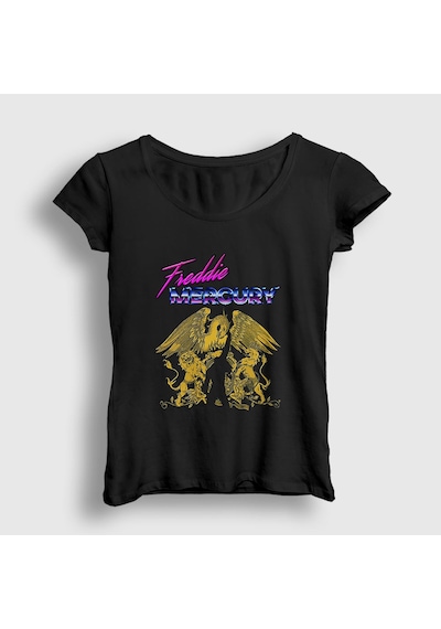 Presmono Kadın Queen Freddie Mercury T-shirt Siyah