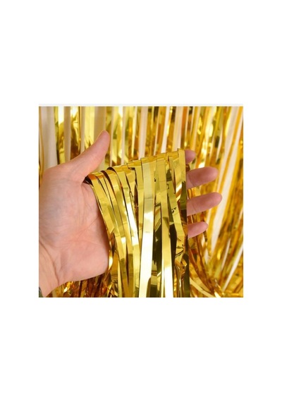 Metalize Arka Fon Perde Gold Parti Süsü Sarı Gold Tüm Yaşlar