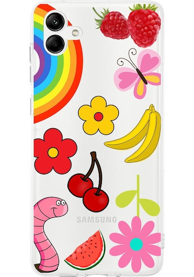 Samsung Galaxy A05 İle Uyumlu 1mm Slim Fit Water Color 5 Baskılı Şeffaf Kılıf Şeffaf