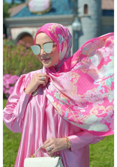 Buttonscarves Wonderland Saten Şal - Raspberry Pembe