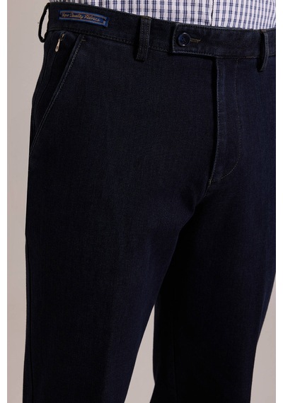 Erkek Lacivert Regular Fit Yan Cep Kanvas Pantolon