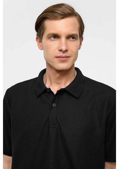 Süvari Siyah Regular Armürlü Polo Yaka Tişört-38360 Siyah
