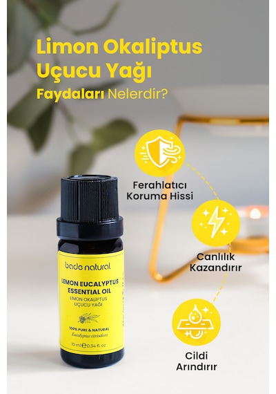 Bade Natural Limon Okaliptus Uçucu Yağı %100 Saf 10 Ml