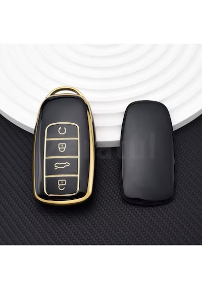 Chery Tiggo 7 Pro Max Siyah-gold Anahtar Kılıfı
