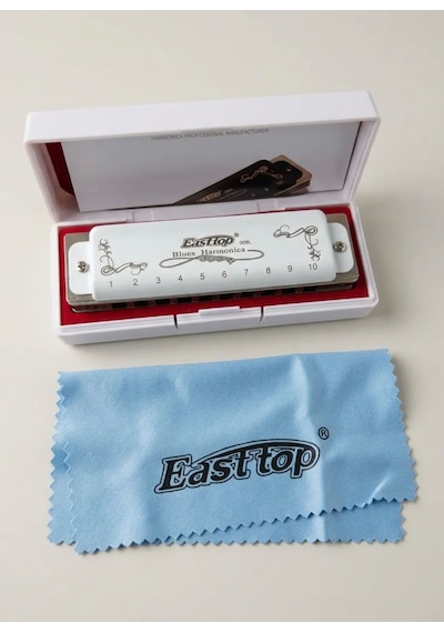 Easttop Blues Diatonic 10 Delikli Ağız Mızıkası T008l Beyaz
