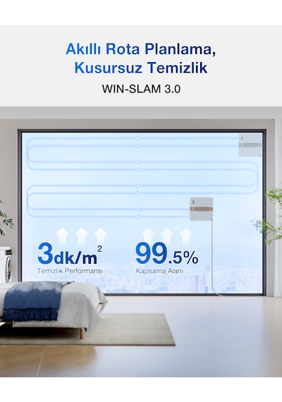Ecovacs Winbot Mini Cam Silme Robotu Ve Cam Silme Solüsyonu Gri