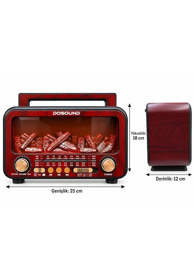 Dosound Fp-2393-s Şömine Efektli Bluetooth Nostaljik Radyo