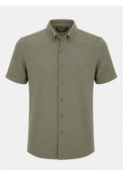 Classics Men Jet Polo Likralı Kısa Kol Slim Fit Gömlek - 7669 Haki